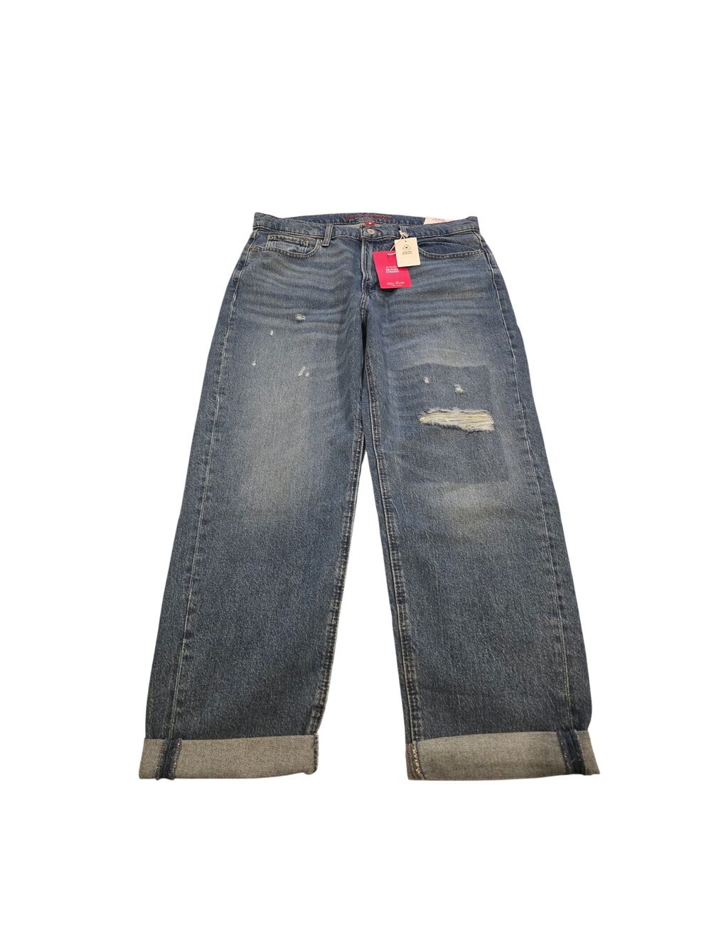Lucky Brand Mid Rise Relaxed Straight Jeans Womens 14/32R NWT Distressed Stretch